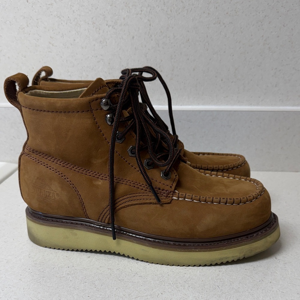 Bonanza Men’s Moc Toe Wedge Sole Work Boots